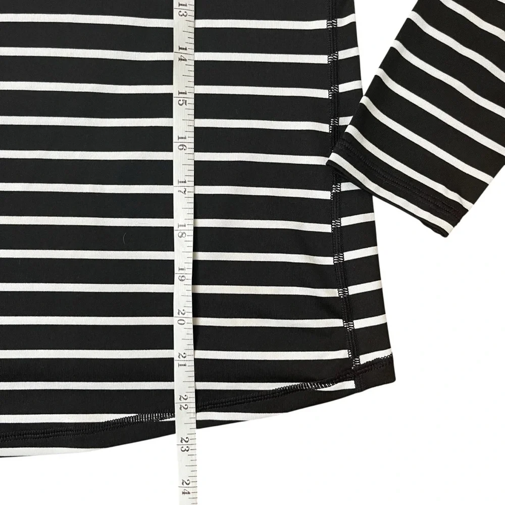Kona Sol Black White Striped Rash Guard Swim Top S Long Sleeve UPF Surf Shirt